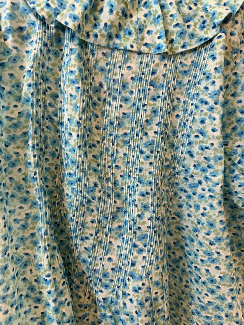 Doen Henri Blue Daisy Fields Floral Ruffle Blouse XS - Picture 8 of 8